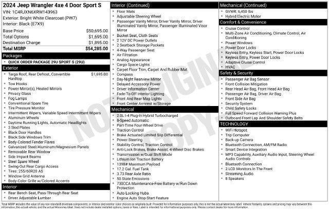 2024 Jeep Wrangler 4xe Sport S