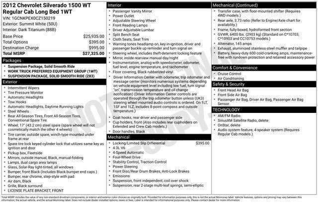 2012 Chevrolet Silverado 1500 Work Truck