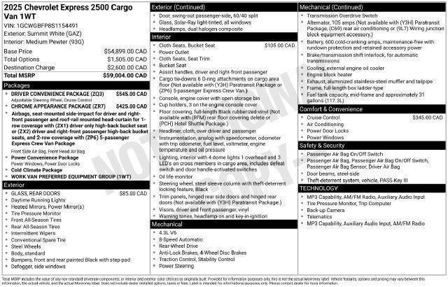 2025 Chevrolet Express Cargo Base