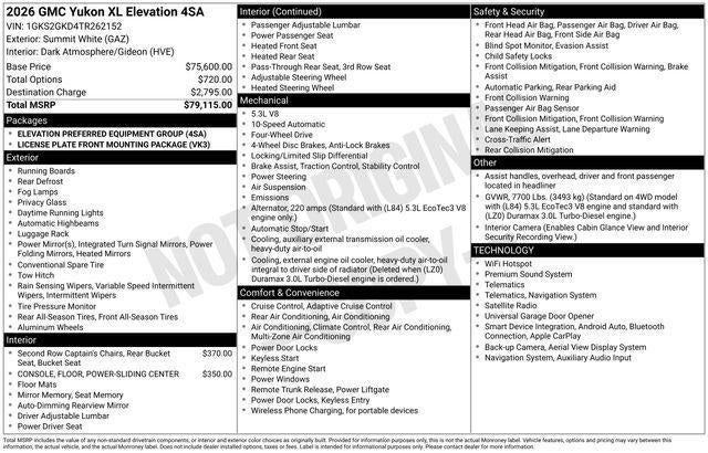 2026 GMC Yukon XL Elevation