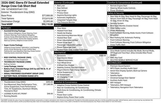 2026 GMC Sierra EV Denali Extended Range