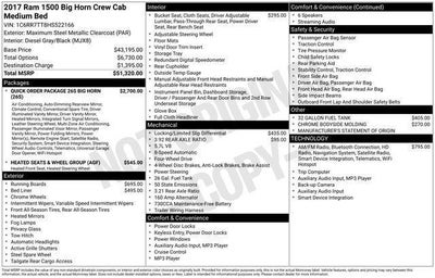 2017 RAM 1500 Big Horn Crew Cab 4x4 6'4" Box