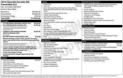 2016 Chevrolet Corvette Z06 Z06 3LZ