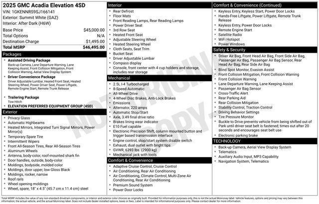 2025 GMC Acadia Elevation