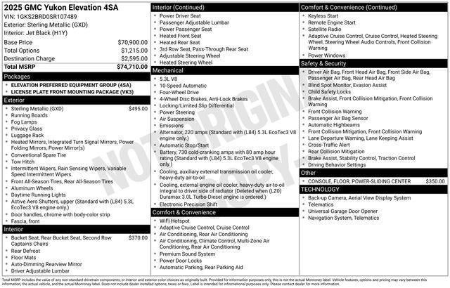 2025 GMC Yukon Elevation