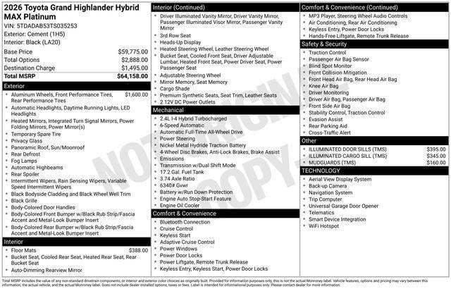 2026 Toyota Grand Highlander Hybrid MAX Platinum