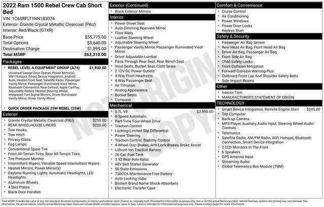 2022 RAM 1500 Rebel Crew Cab 4x4 5'7" Box