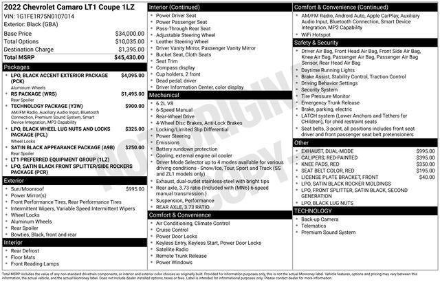 2022 Chevrolet Camaro LT1