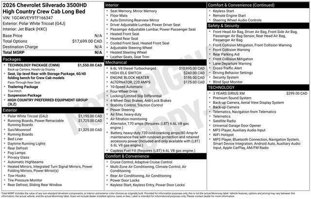 2026 Chevrolet Silverado 3500 HD High Country DRW