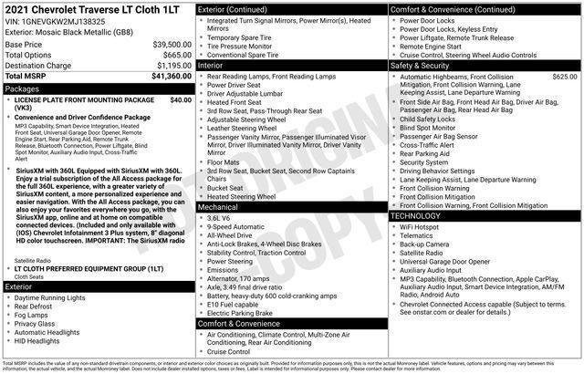 2021 Chevrolet Traverse LT Cloth