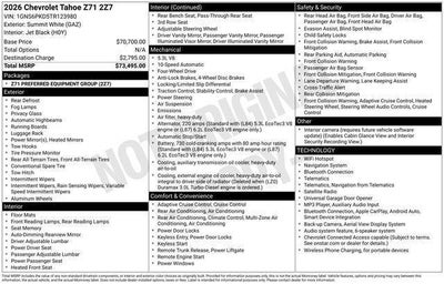 2026 Chevrolet Tahoe Z71
