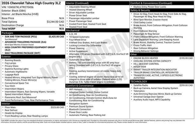 2026 Chevrolet Tahoe High Country