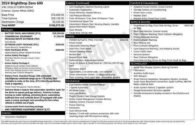 2024 BrightDrop Zevo 600 Base