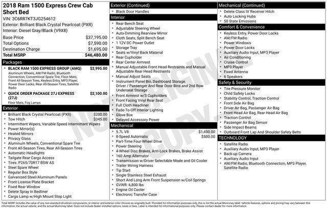 2018 RAM 1500 Express Crew Cab 4x4 5'7" Box