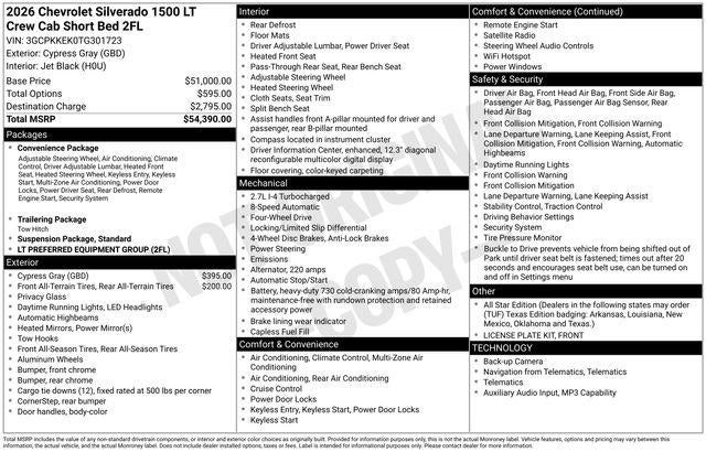 2026 Chevrolet Silverado 1500 LT (2FL)