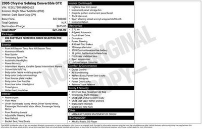 2005 Chrysler Sebring Conv GTC