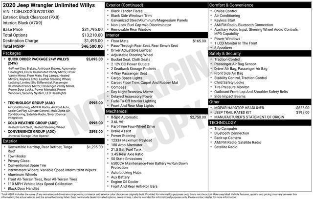 2020 Jeep Wrangler Unlimited Willys