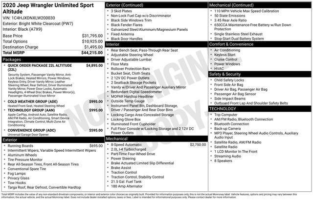 2020 Jeep Wrangler Unlimited Sport Altitude 4x4