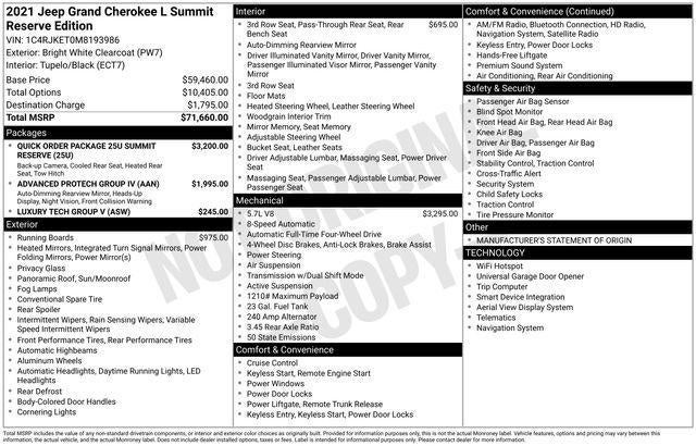 2021 Jeep Grand Cherokee L Summit Reserve 4x4