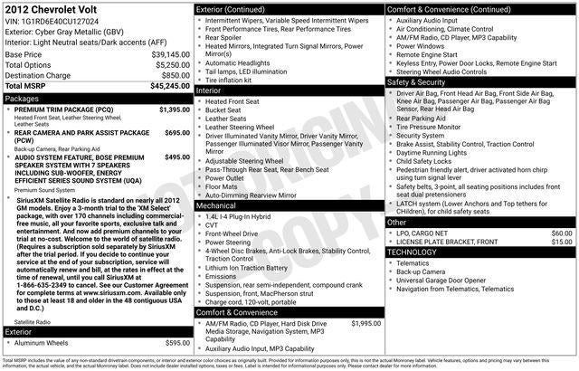 2012 Chevrolet Volt Base
