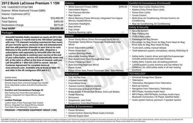 2012 Buick LaCrosse Premium 1