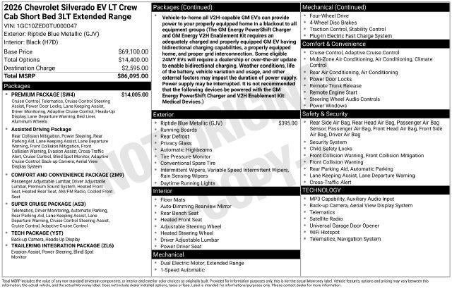 2026 Chevrolet Silverado EV LT - Extended Range
