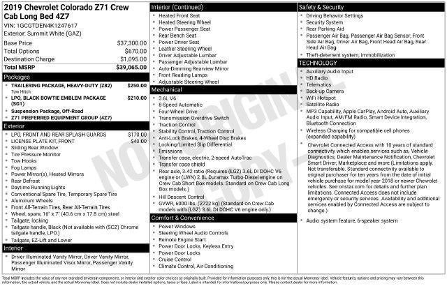 2019 Chevrolet Colorado 4WD Z71