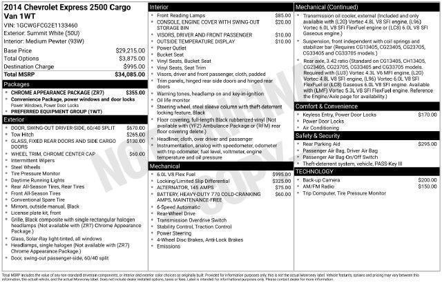 2014 Chevrolet Express Cargo 2500 Base
