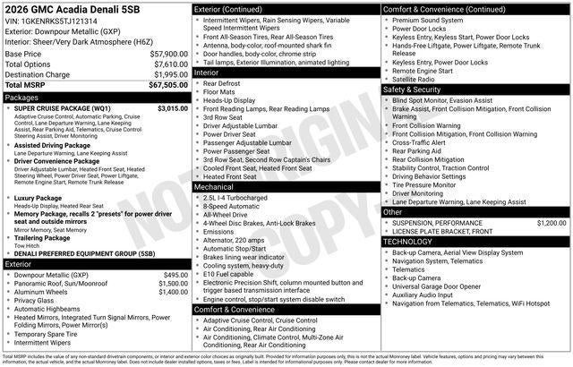 2026 GMC Acadia Denali