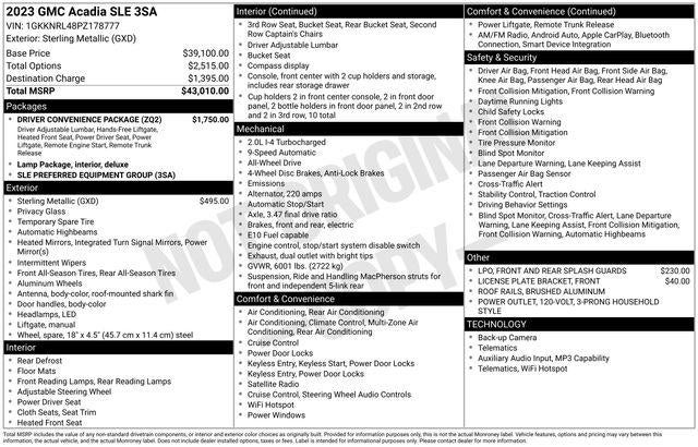 2023 GMC Acadia SLE