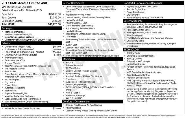 2017 GMC Acadia Limited Limited