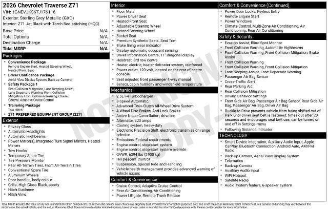 2026 Chevrolet Traverse Z71