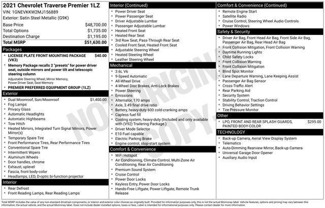 2021 Chevrolet Traverse Premier