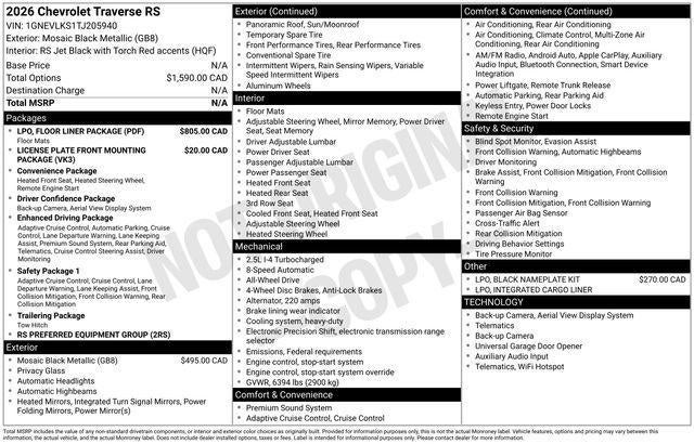 2026 Chevrolet Traverse RS