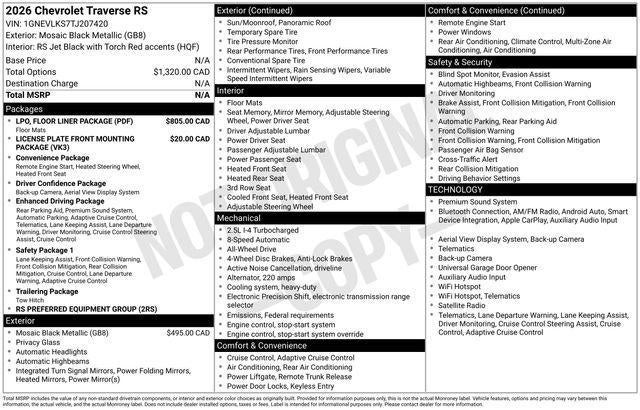 2026 Chevrolet Traverse RS