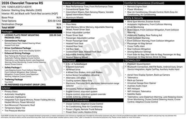 2026 Chevrolet Traverse RS