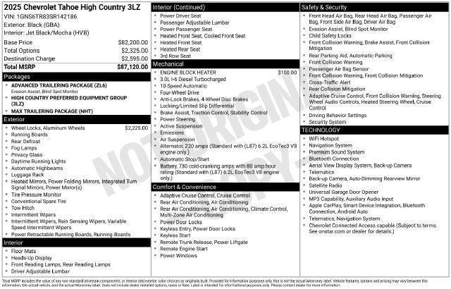 2025 Chevrolet Tahoe High Country