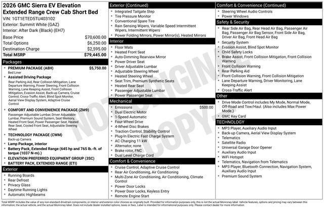 2026 GMC Sierra EV Extended Range Elevation
