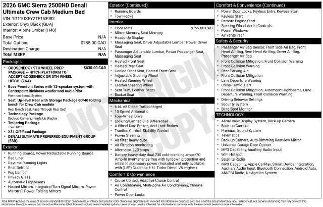 2026 GMC Sierra 2500 HD Denali Ultimate