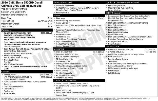 2026 GMC Sierra 2500 HD Denali Ultimate