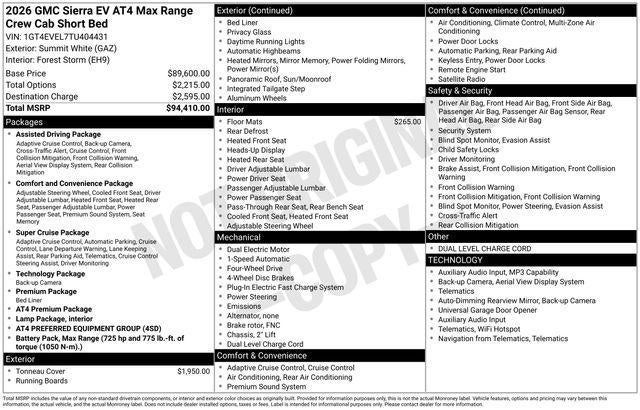 2026 GMC Sierra EV AT4 Max Range