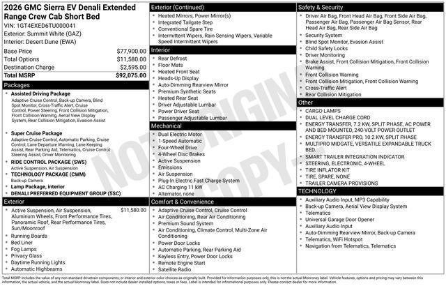 2026 GMC Sierra EV Extended Range Denali