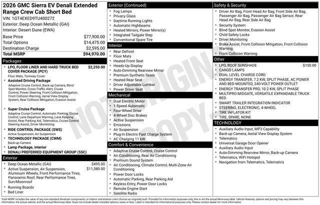 2026 GMC Sierra EV Denali Extended Range