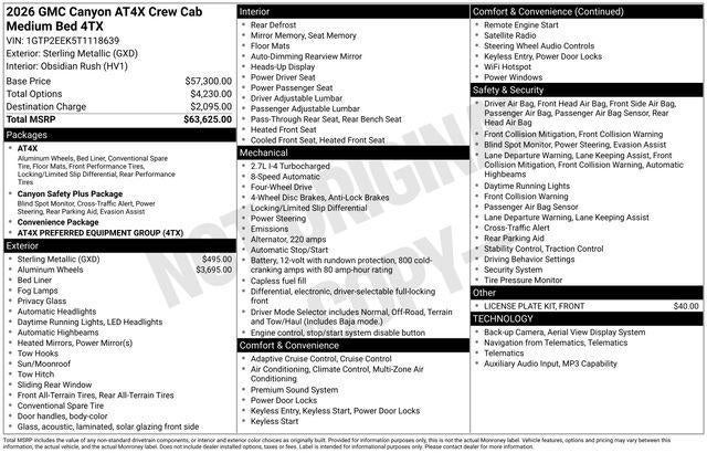 2026 GMC Canyon 4WD AT4X