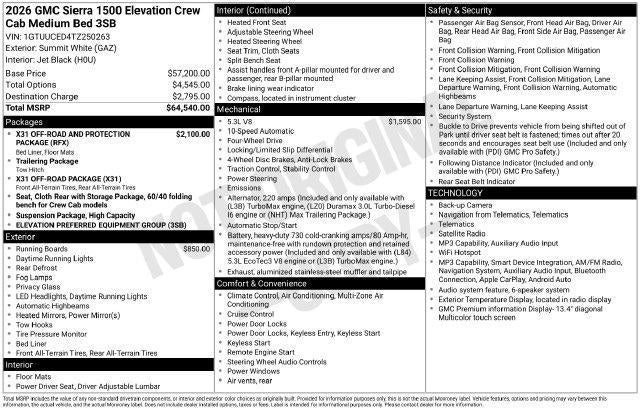 2026 GMC Sierra 1500 Elevation