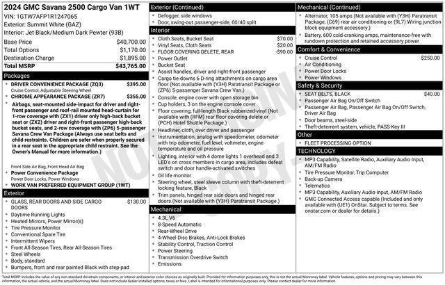 2024 GMC Savana Cargo 2500 Base