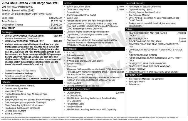 2024 GMC Savana Cargo 2500 Base