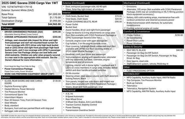 2025 GMC Savana Cargo Base