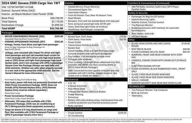 2024 GMC Savana Cargo 2500 Base
