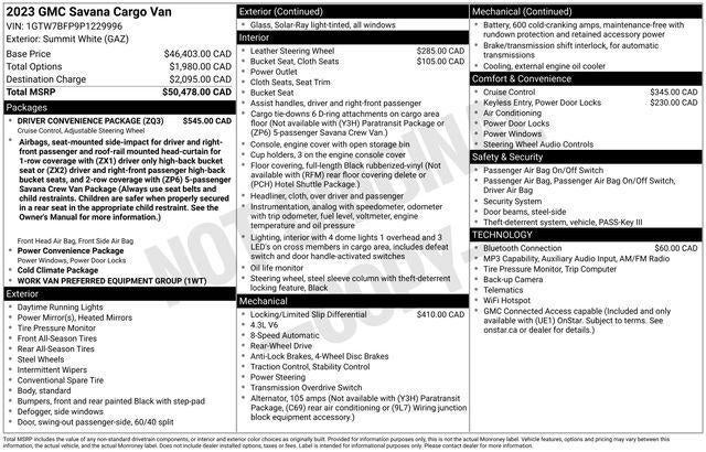 2023 GMC Savana Cargo 2500 Base